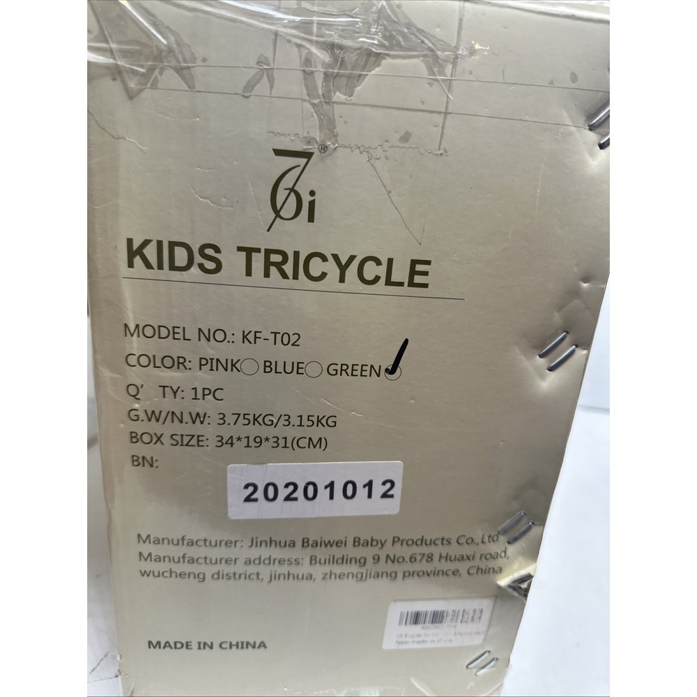 CHILDREN TRIKE Lime Green New In Box. Not Assembled. Box Has Some Damage Photos - Picture 4 of 8
